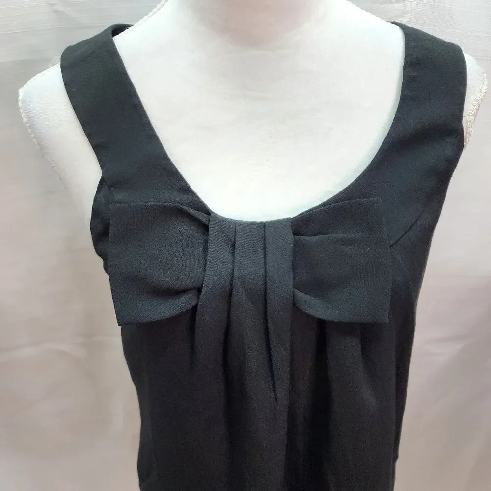 Kate Spade Live Colorfully Black Bow Sleeveless Top Size Small